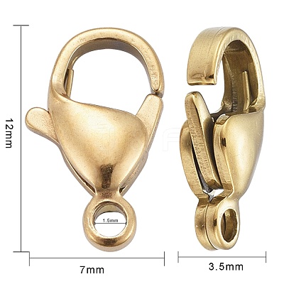 Ion Plating(IP) 304 Stainless Steel Lobster Claw Clasps STAS-H353-D-02G-1