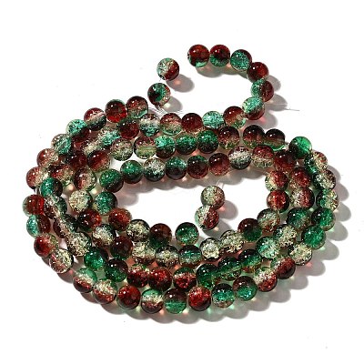 Christmas Theme Crackle Glass Beads Strands X1-CCG-C002-8mm-04-1