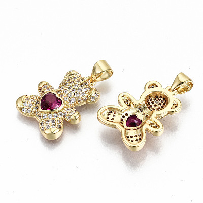 Brass Micro Pave Clear Cubic Zirconia Pendants ZIRC-S067-213-NF-1
