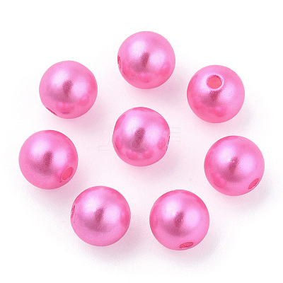 Spray Painted ABS Plastic Imitation Pearl Beads OACR-T015-05B-15-1