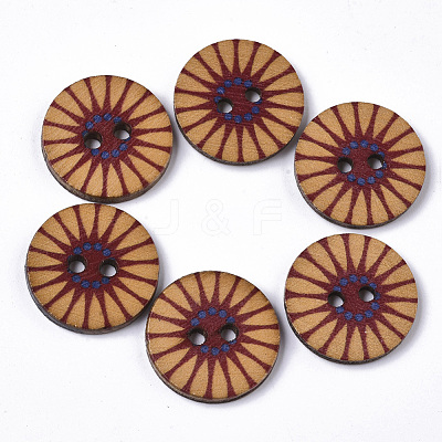 2-Hole Printed Wooden Buttons BUTT-ZX004-01A-02-1