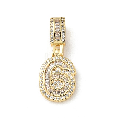 Brass Clear Cubic Zirconia European Dangle Charms KK-R003-01G-06-1