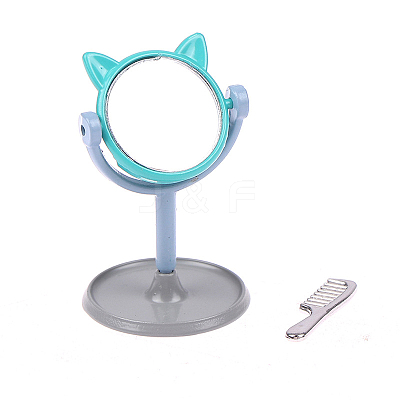 Miniature Cute Cat's Head Alloy Makeup Mirrors MIMO-PW0001-013B-1
