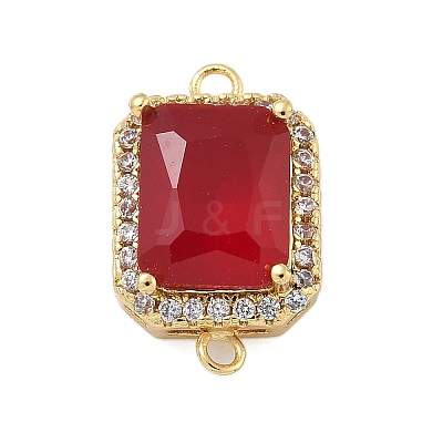 Rack Plating Brass Micro Pave Clear Cubic Zirconia Rectangle Connector Charms KK-A234-028-1