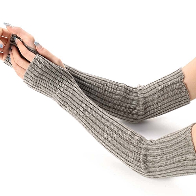 Acrylic Fibers Knitting Long Fingerless Gloves PW-WG9BE2E-12-1