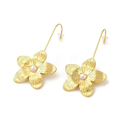 304 Stainlee Steel with Plastic Pearl Dangle Earring EJEW-Z045-06G-1
