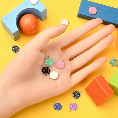 18Pcs 9 Colors Alloy Enamel Charms ENAM-YW0001-97-1