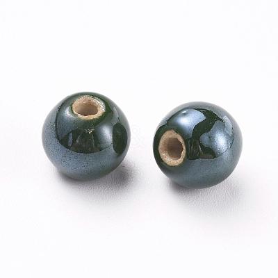 Glazed Porcelain Beads PORC-D001-10mm-01-1