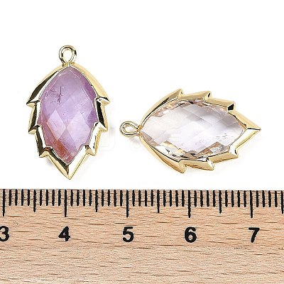 Natural Amethyst Faceted Leaf Pendants G-I375-04G-20-1