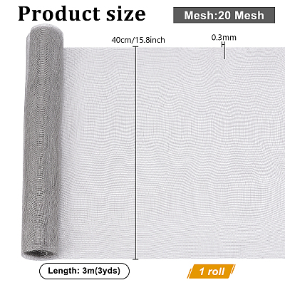 1 Roll 304 Stainless Steel Woven Wire Mesh AJEW-PH0006-79-1