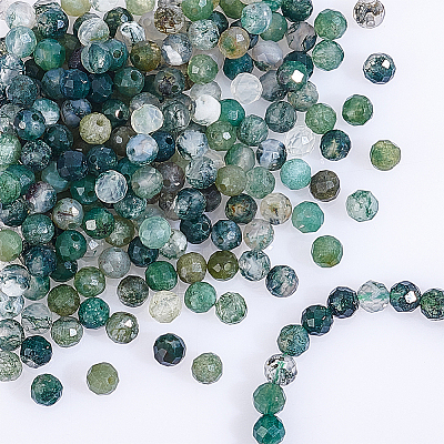 2 Strands Natural Moss Agate Beads Strands G-NB0004-12-1