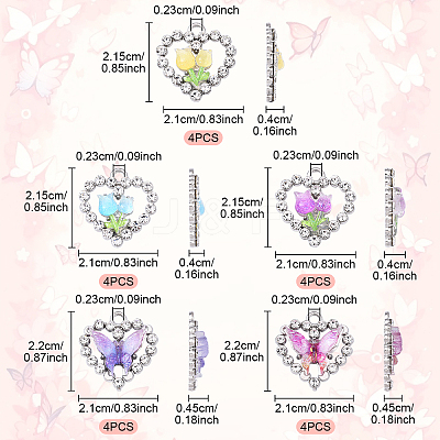 20Pcs 5 Styles Platinum Alloy Glass Pendants FIND-YW0007-61-1