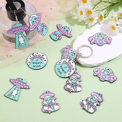 25 Pieces Alien Charms Pendant Resin Alien Cat Charm UFO Charms Mixed Shape for Jewelry Necklace Earring Making Crafts JX393A-1