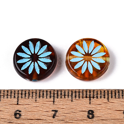 Painted Transparent Acrylic Beads OACR-T029-03E-1
