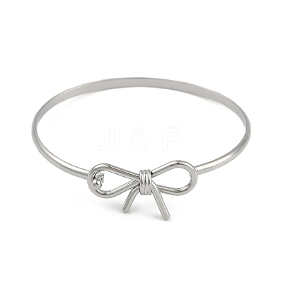 Adjustable Bowknot Brass Torque Bangles for Women BJEW-Z074-01P-1