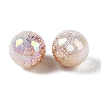 UV Plating Opaque Crackle Two-tone Acrylic Beads MACR-C032-01G-1