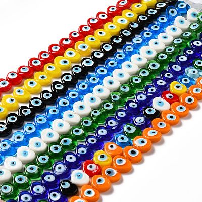 Handmade Evil Eye Lampwork Beads Strands LAMP-E023-07C-1