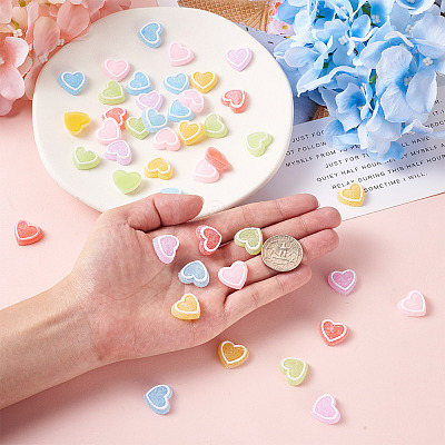 60Pcs 6 Colors Resin Cabochons Accessories RESI-YS0001-03-1