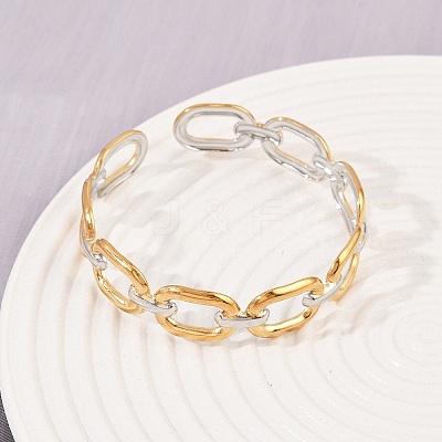 304 Stainless Steel Cuff Bangles for Women BJEW-G757-04GP-1