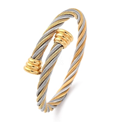 304 Stainless Steel Torque Bangles for Women BJEW-P310-24GP-1