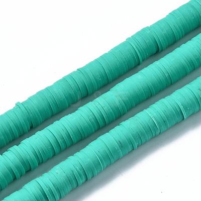 Flat Round Handmade Polymer Clay Beads CLAY-R067-10mm-34-1