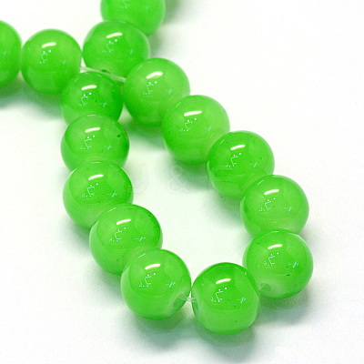 Baking Paint Imitation Jade Glass Round Bead Strands X-DGLA-Q021-4mm-09-1