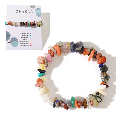 Natural Mixed Stone Chips Bead Stretch Bracelets for Women Men CI5318-1-1