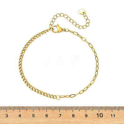 304 Stainless Steel Curb Chain & Paperclip Chain Bracelets BJEW-JB14161-01-1