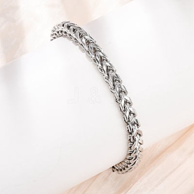 304 Stainless Steel Cuban Link
Chain Bracelets for Women Men BJEW-F527-07P-1