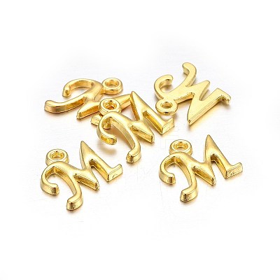 Golden Plated Alloy Letter Pendants X-PALLOY-J718-01G-M-1