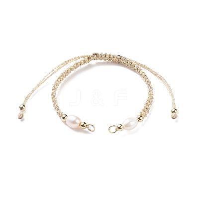 Half Finished Polyester Braided Pearl Bracelet AJEW-JB01128-02-1