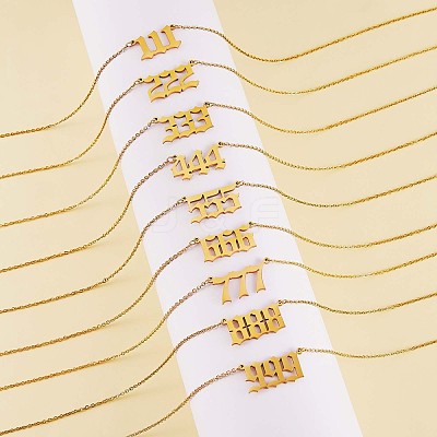 Number Pendant Necklace & Open Cuff Ring JX199A-1