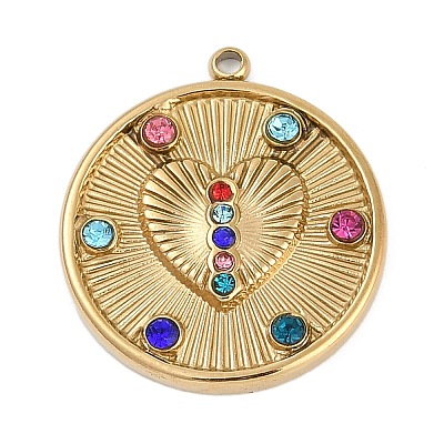 304 Stainless Steel Rhinestone Pendants STAS-I325-037G-01-1
