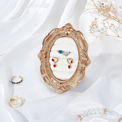 Goldenrod Photo Frame Resin Finger Ring Organizer Holder with Velvet Mat RDIS-WH0016-22-1