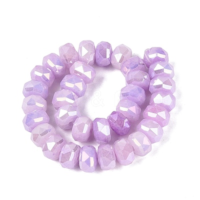 Electroplate Crackle Imitation Jade Glass Beads Strands EGLA-Q135-01A-C09-1