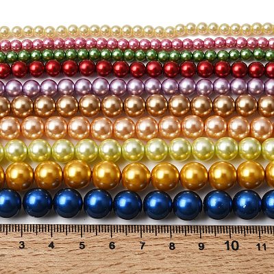 Round Grade A Glass Pearl Beads Strands HY-E001-09-1