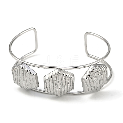 Non-Tarnish 304 Stainless Steel Wide Textured Open Cuff Bangles BJEW-Q348-05P-02-1