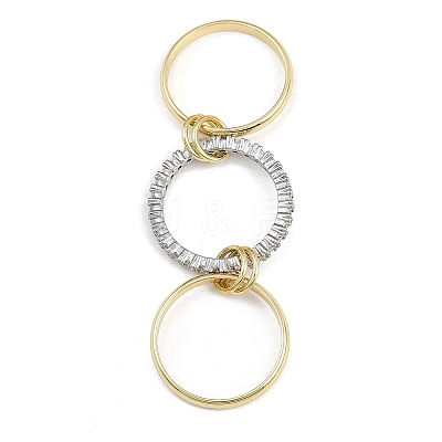 Brass Micro Pave Cubic Zirconia Finger Rings RJEW-D325-01PG-10-1