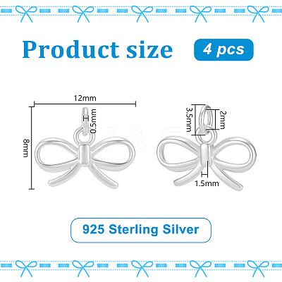 4Pcs 925 Sterling Silver Bowknot Charms with Jump Rings and 925 Stamp STER-PH0004-47-1