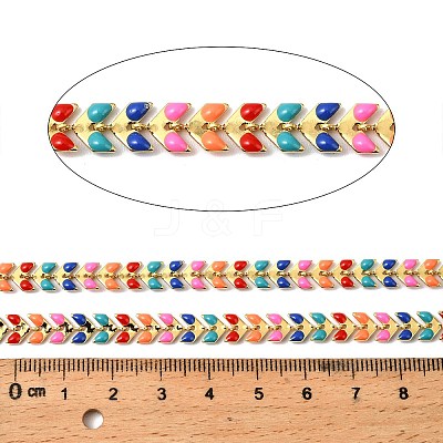 Brass Enamel Leaf Link Chains CHC-F021-02G-01-1