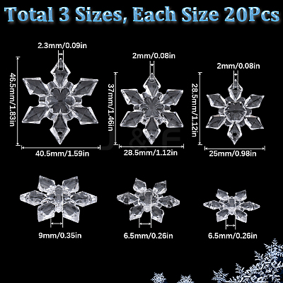 60Pcs 3 Styles Christmas Transparent Acrylic Connector Charms OACR-SC0001-56-1