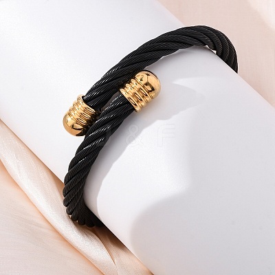 304 Stainless Steel Torque Bangles for Women Men BJEW-G584-18G-01-1