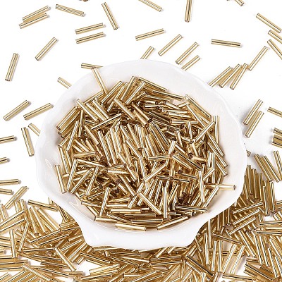 Silver Lined Transparent Glass Bugle Beads SEED-R028-2x15-B01-1