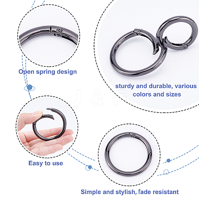 20Pcs 5 Style Alloy Spring Gate Ring PALLOY-PH0001-72B-1