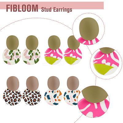4 Pairs 4 Style Polymer Clay Dangle Stud Earrings with 316 Surgical Stainless Steel Pins EJEW-FI0002-44-1