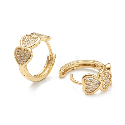 Brass Micro Pave Clear Cubic Zirconia Huggie Hoop Earrings X-EJEW-A058-15G-1
