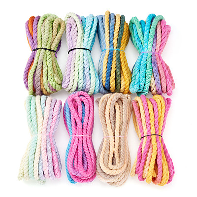 8 Bags 8 Colors 3-Ply Round Cotton Twisted Cord OCOR-TA0003-82B-1