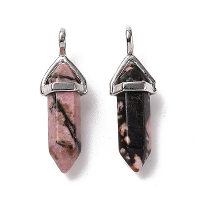 Natural Rhodonite Pointed Pendants G-K329-50P-1