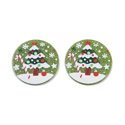 Christmas Themes Opaque Printed Acrylic Pendants OACR-B037-04-1