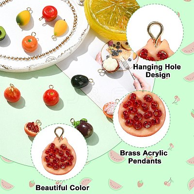 12Pcs 12 Styles Brass Acrylic Pendants OACR-CJ0002-68-1